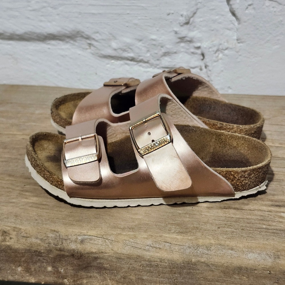 Birkenstock Arizona Kids Rose Gold Metallic Sandal EU 28 US 10-10.5 Slide